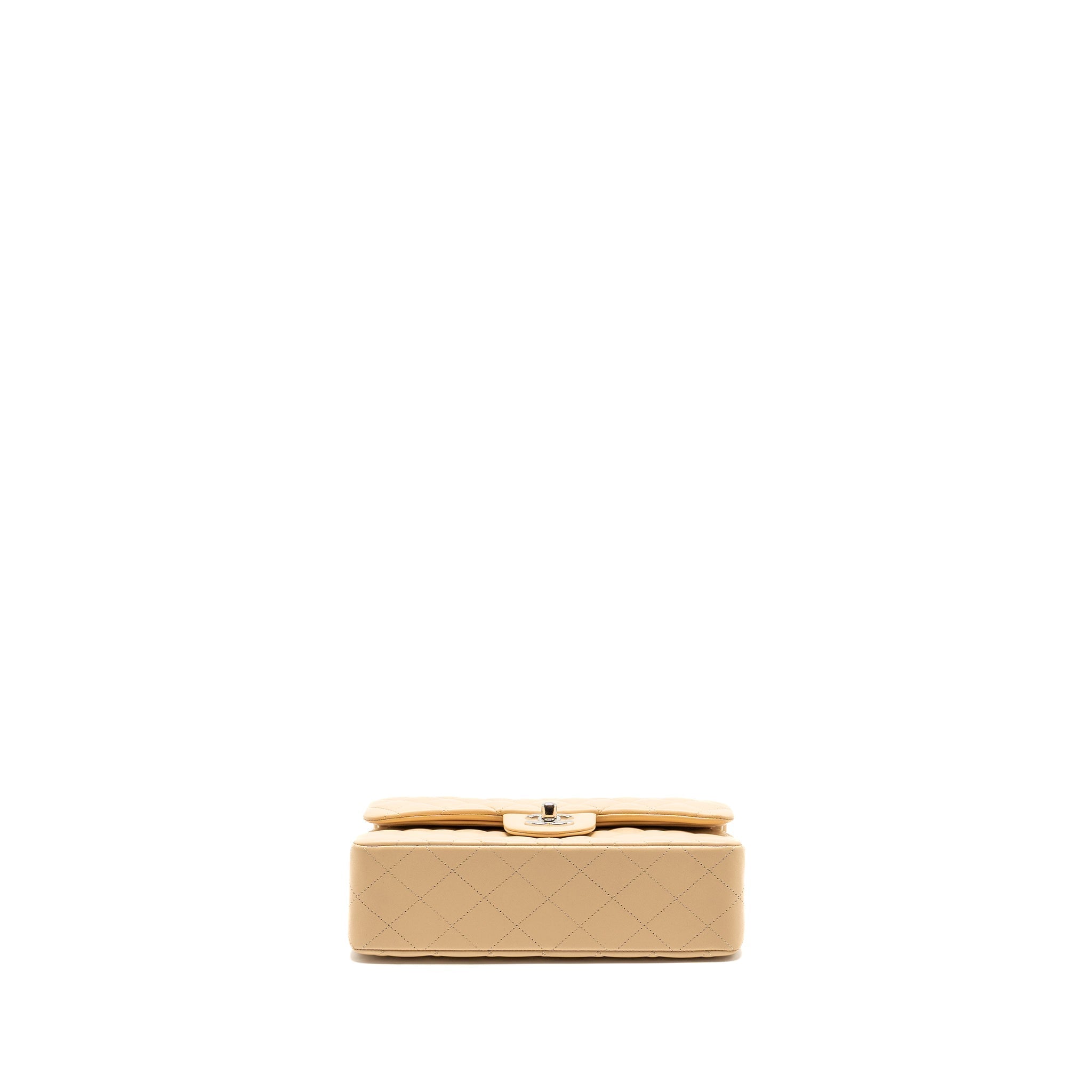 CHANEL SMALL CLASSIC DOUBLE FLAP BAG LAMBSKIN BEIGE SHW (MICROCHIP)