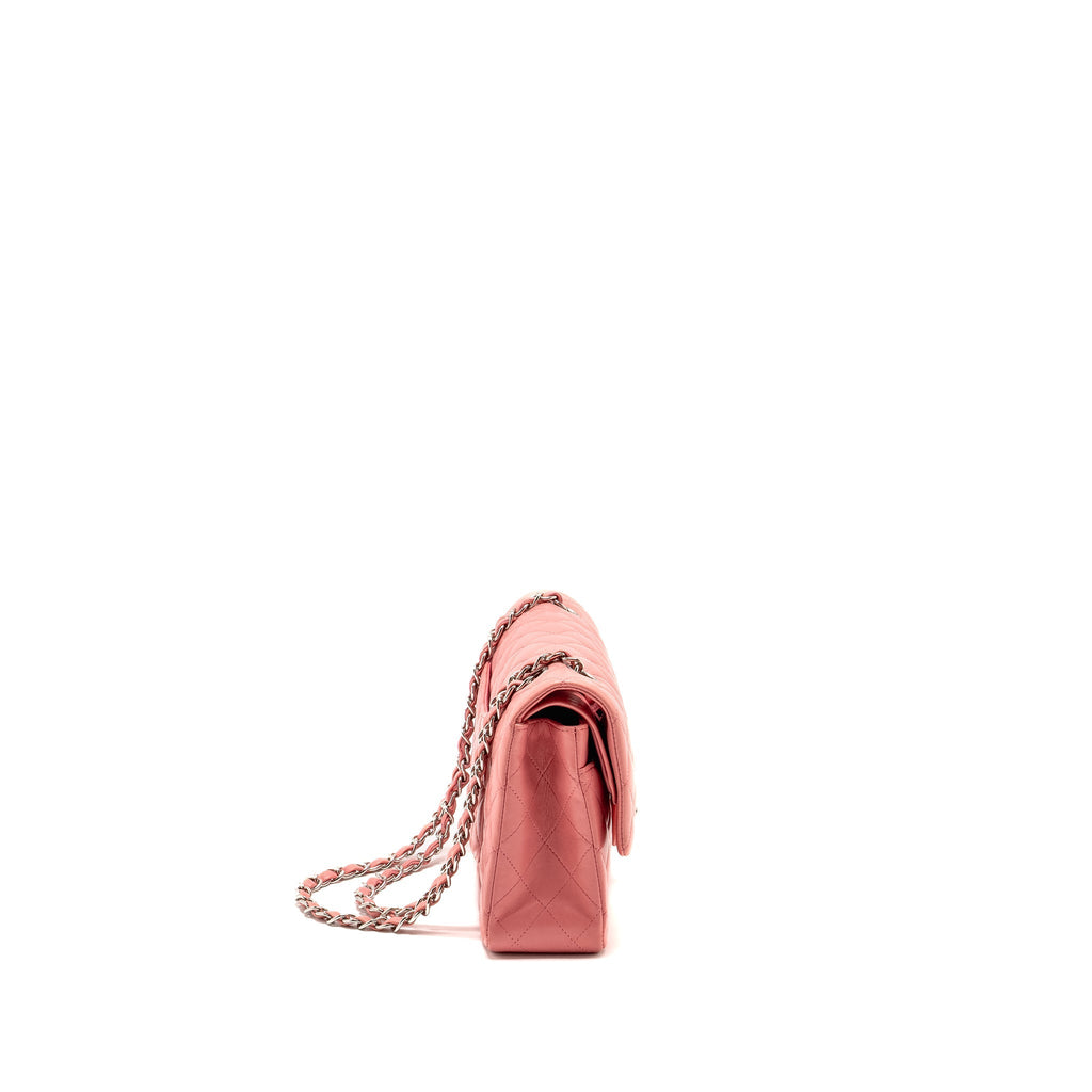 CHANEL MEDIUM CLASSIC DOUBLE FLAP BAG LAMBSKIN PINK SHW