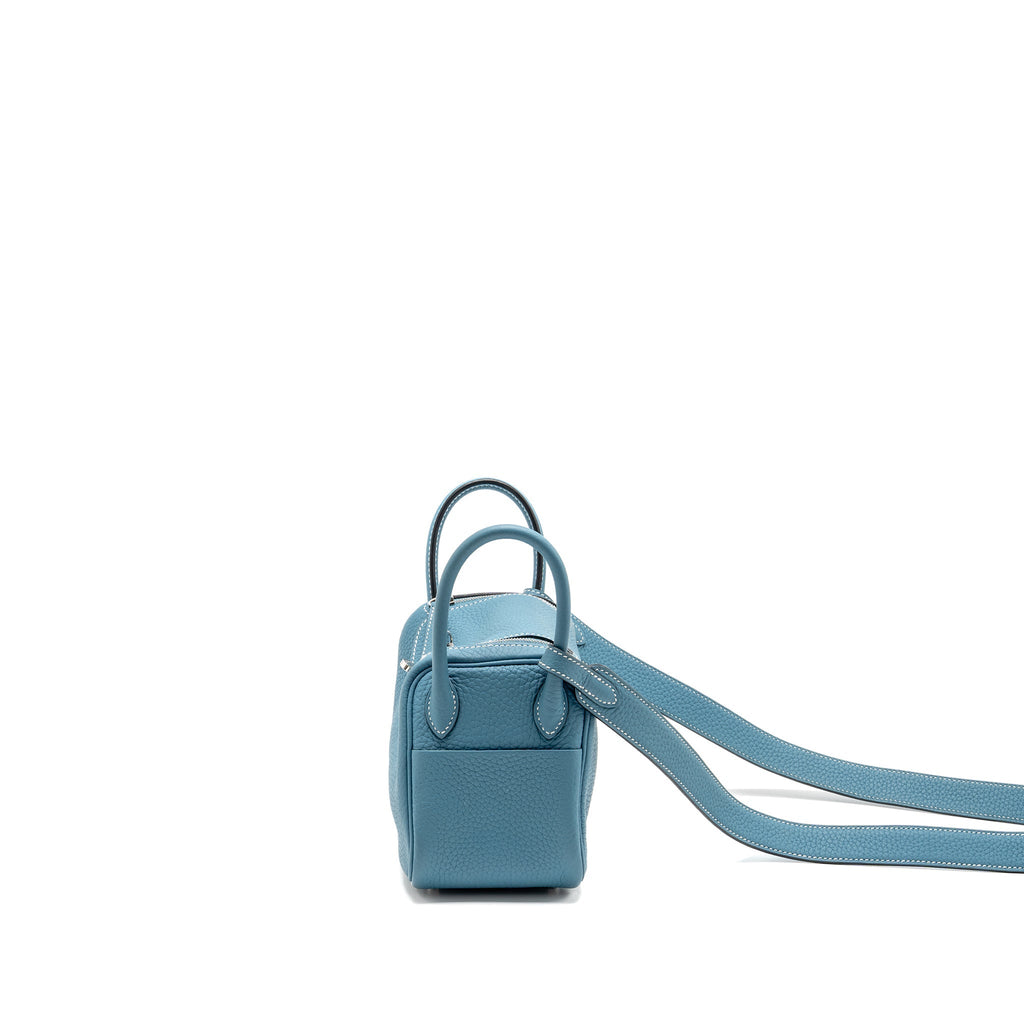 HERMES MINI LINDY CLEMENCE NEW BLUE JEAN SHW