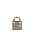 DIOR MINI LADY DIOR LAMBSKIN GREY LGHW