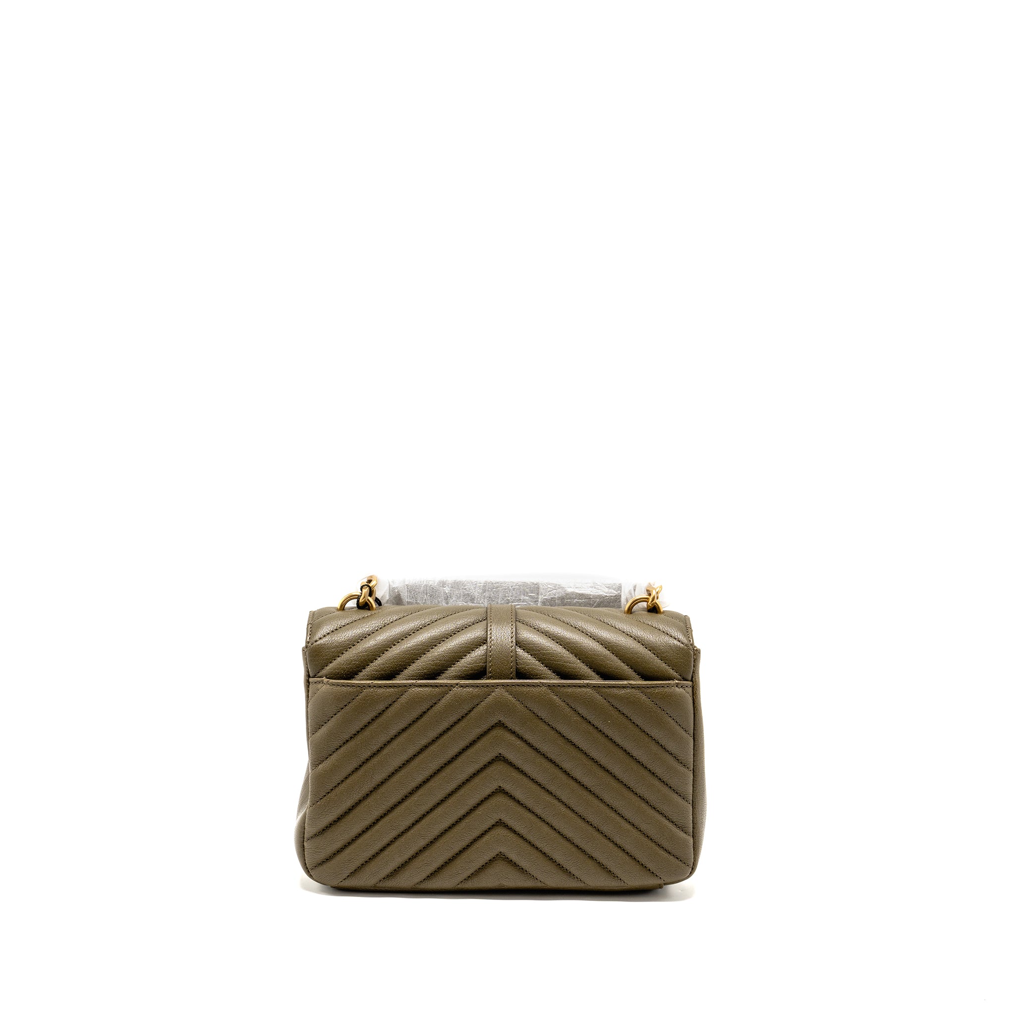 SAINT LAURENT/YSL MEDIUM COLLEGE BAG QUILTED LAMBSKIN ANEMONE GREEN GHW