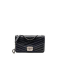 CHANEL ENVELOP METAL PLATE FLAP BAG CHEVRON CALFSKIN BLACK/NAVY RUTHENIUM SILVER HARDWARE
