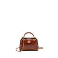 CHANEL 24A SMALL TOP HANDLE DOCTOR BAG QUILTED SHINY LAMBSKIN CARAMEL GHW (MICROCHIP)