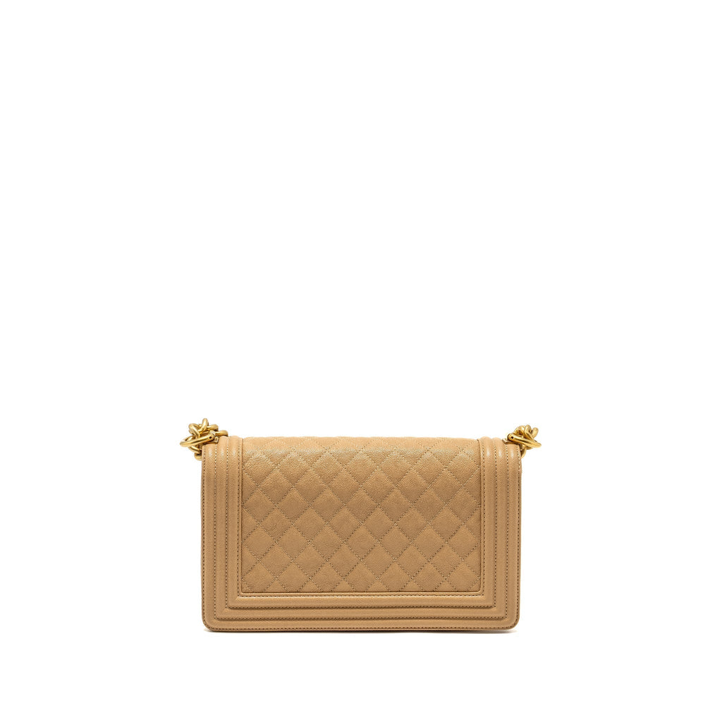 CHANEL MEDIUM BOY BAG CAVIAR BEIGE GHW