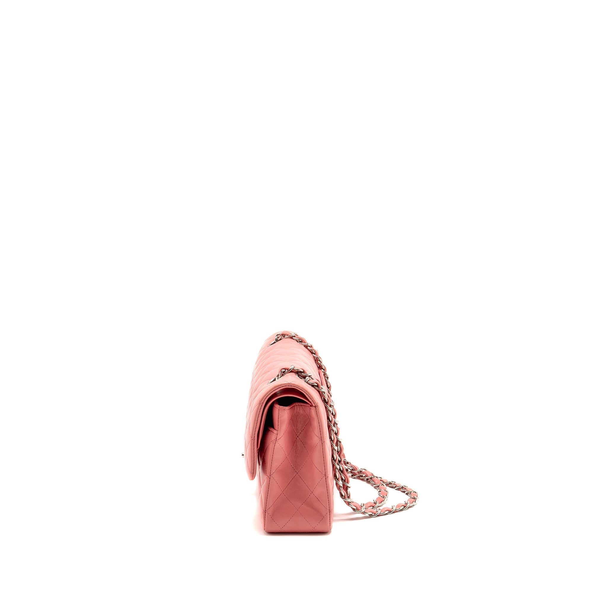 CHANEL MEDIUM CLASSIC DOUBLE FLAP BAG LAMBSKIN PINK SHW