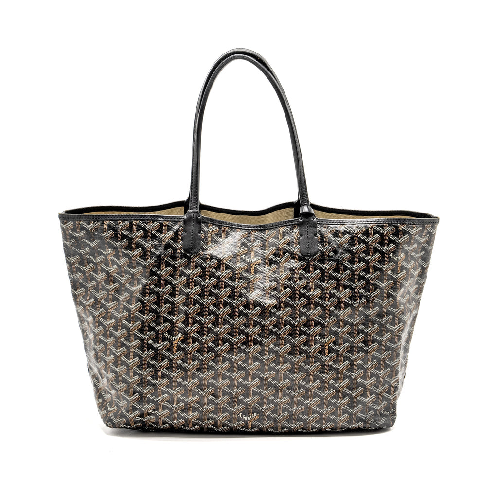 GOYARD SAINT LOUIS PM TOTE BAG GOYARDINE CANVAS / CALFSKIN BLACK SHW