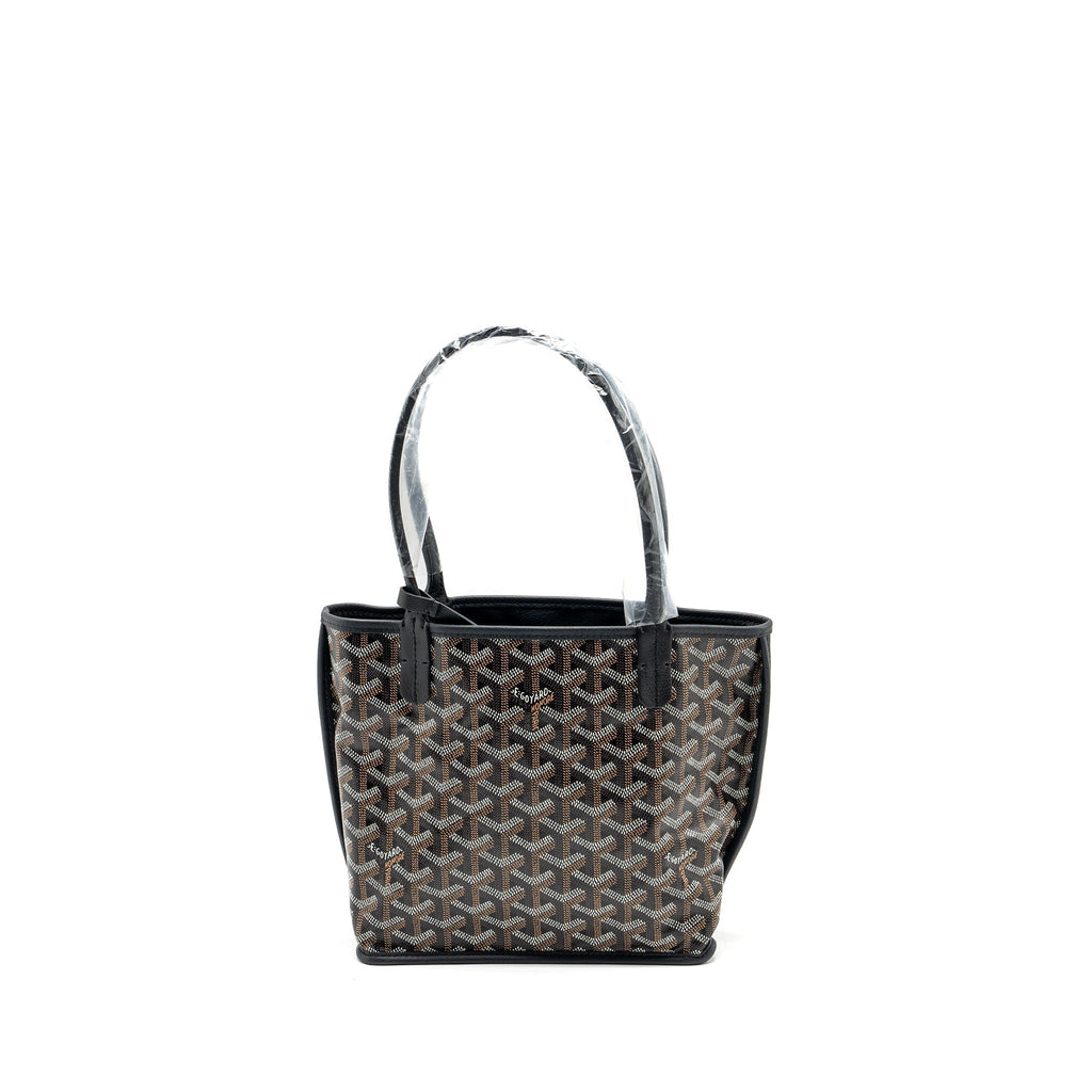 GOYARD MINI ANJOU TOTE BAG GOYARDLINE CANVAS / CALFSKIN BLACK SHW