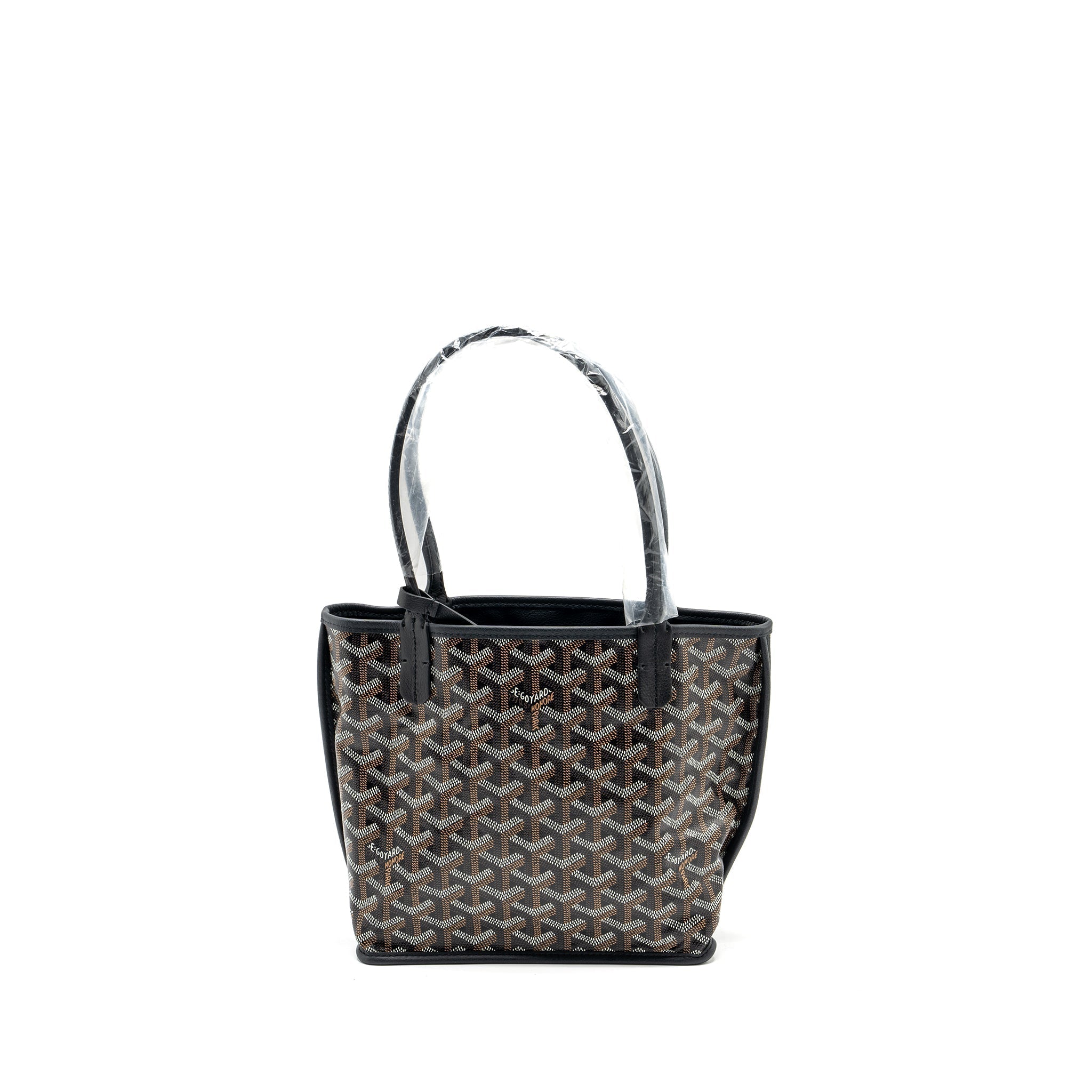 GOYARD MINI ANJOU TOTE BAG GOYARDLINE CANVAS / CALFSKIN BLACK SHW