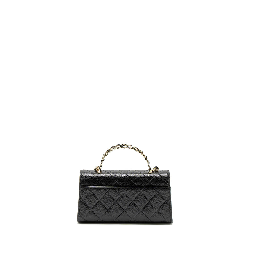 CHANEL 23P TOP HANDLE MINI FLAP BAG CAVIAR BLACK LGHW (MCROCHIP)