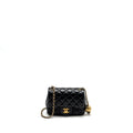 CHANEL PEARL CRUSH MINI SQUARE FLAP BAG LAMBSKIN BLACK GHW (MICROCHIP)