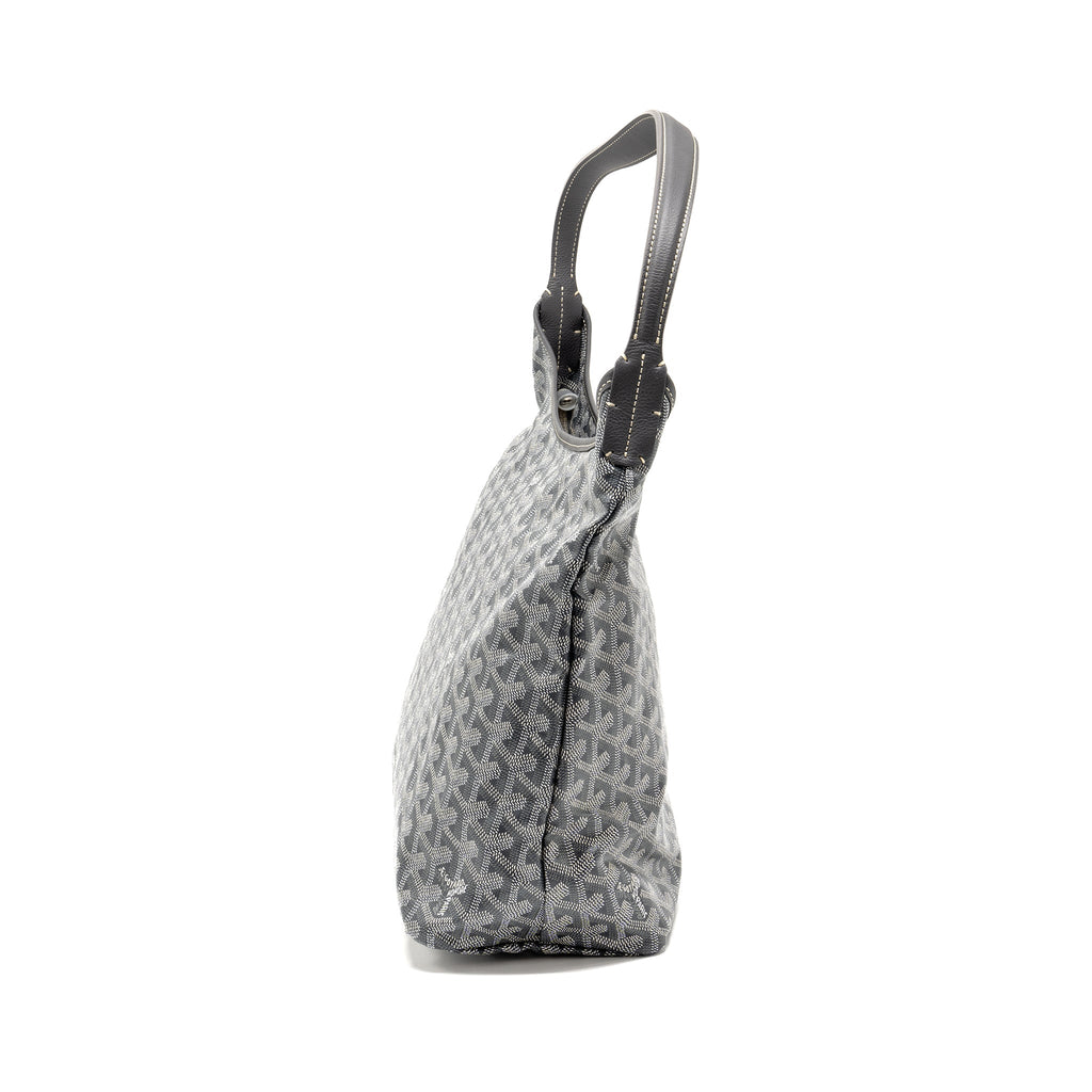 GOYARDBOHEME HOBO BAG GOYARDINE CANVAS/CALFSKIN GRIS SHW
