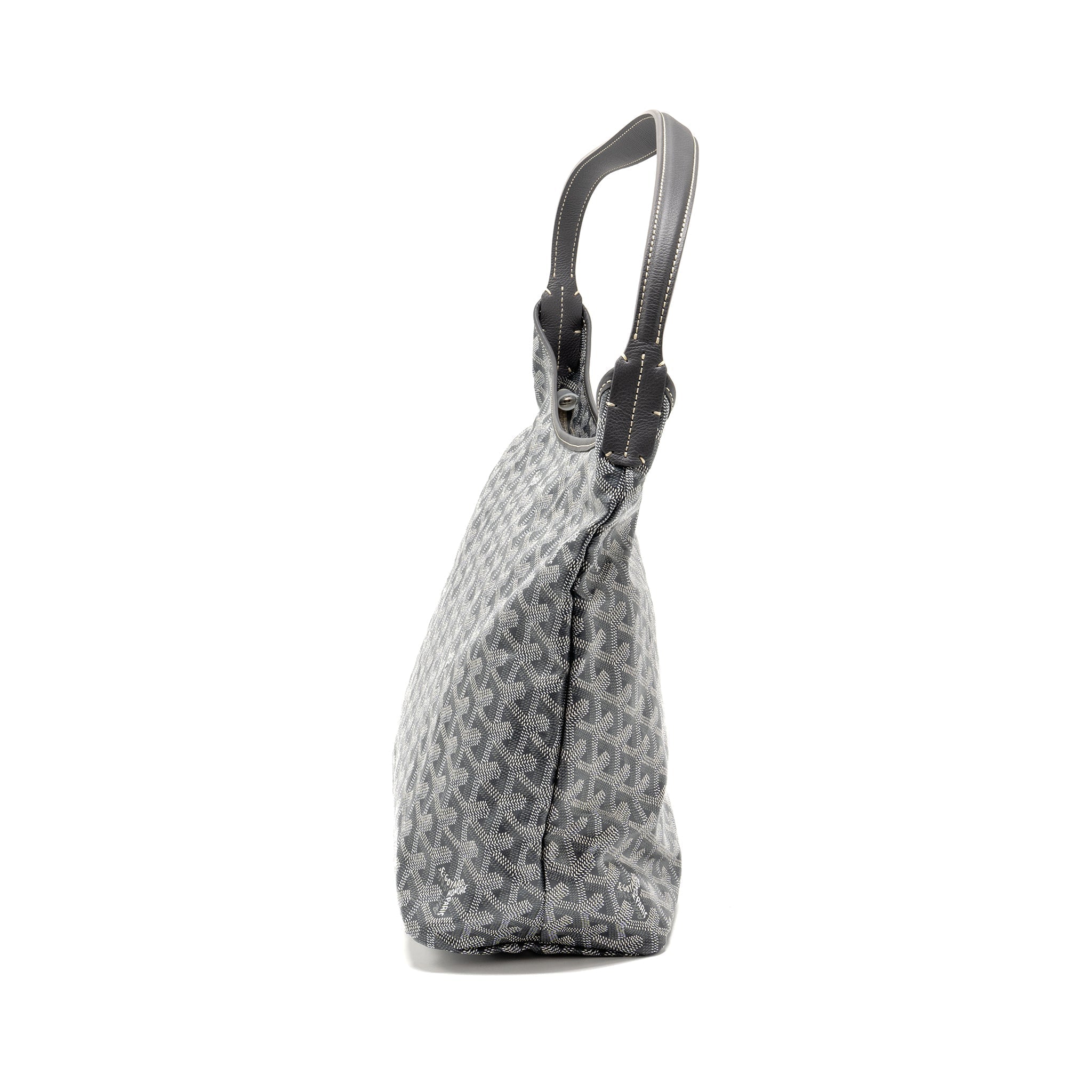 GOYARDBOHEME HOBO BAG GOYARDINE CANVAS/CALFSKIN GRIS SHW