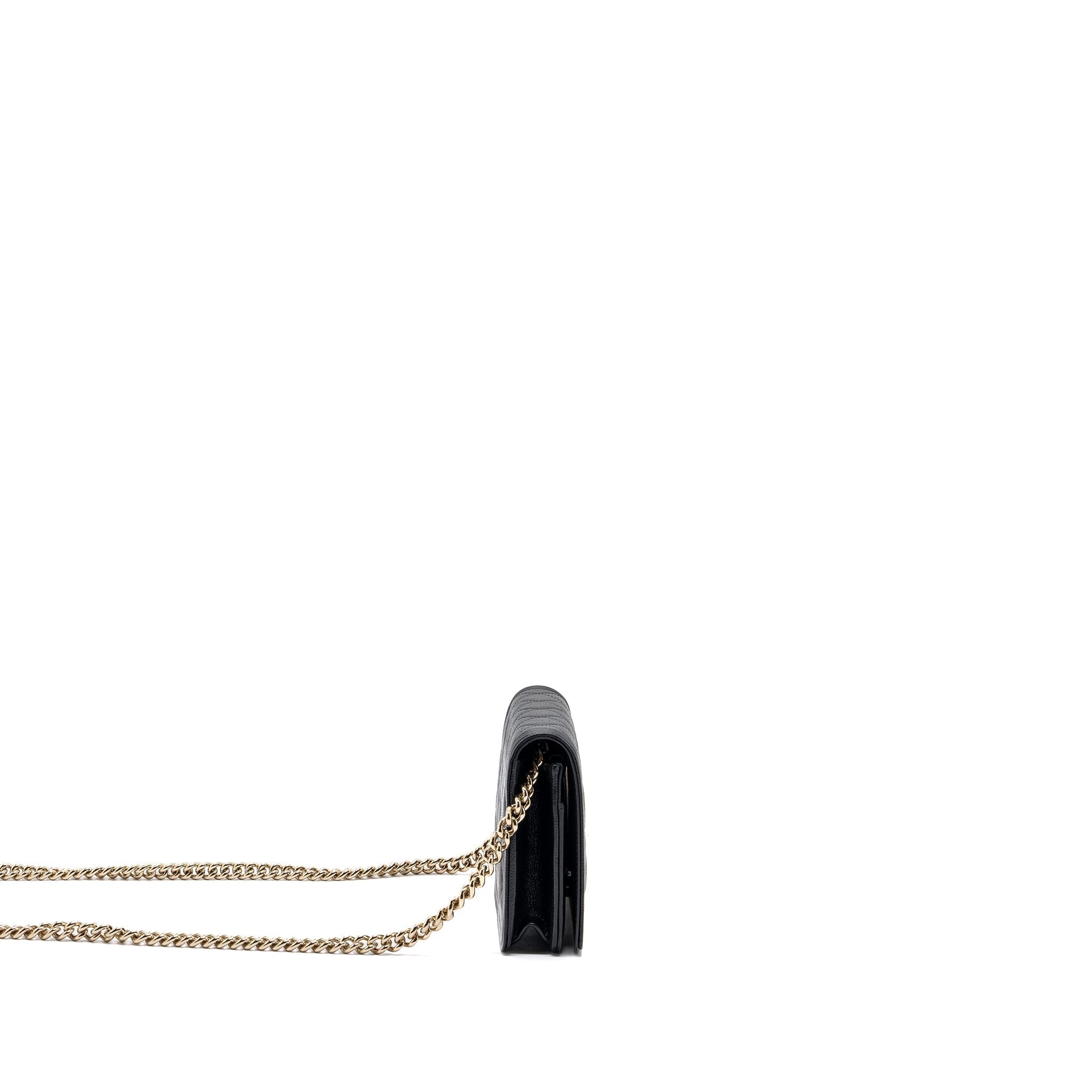 CHANEL BOY WALLET ON CHAIN CAVIAR BLACK LGHW (MICROCHIP)