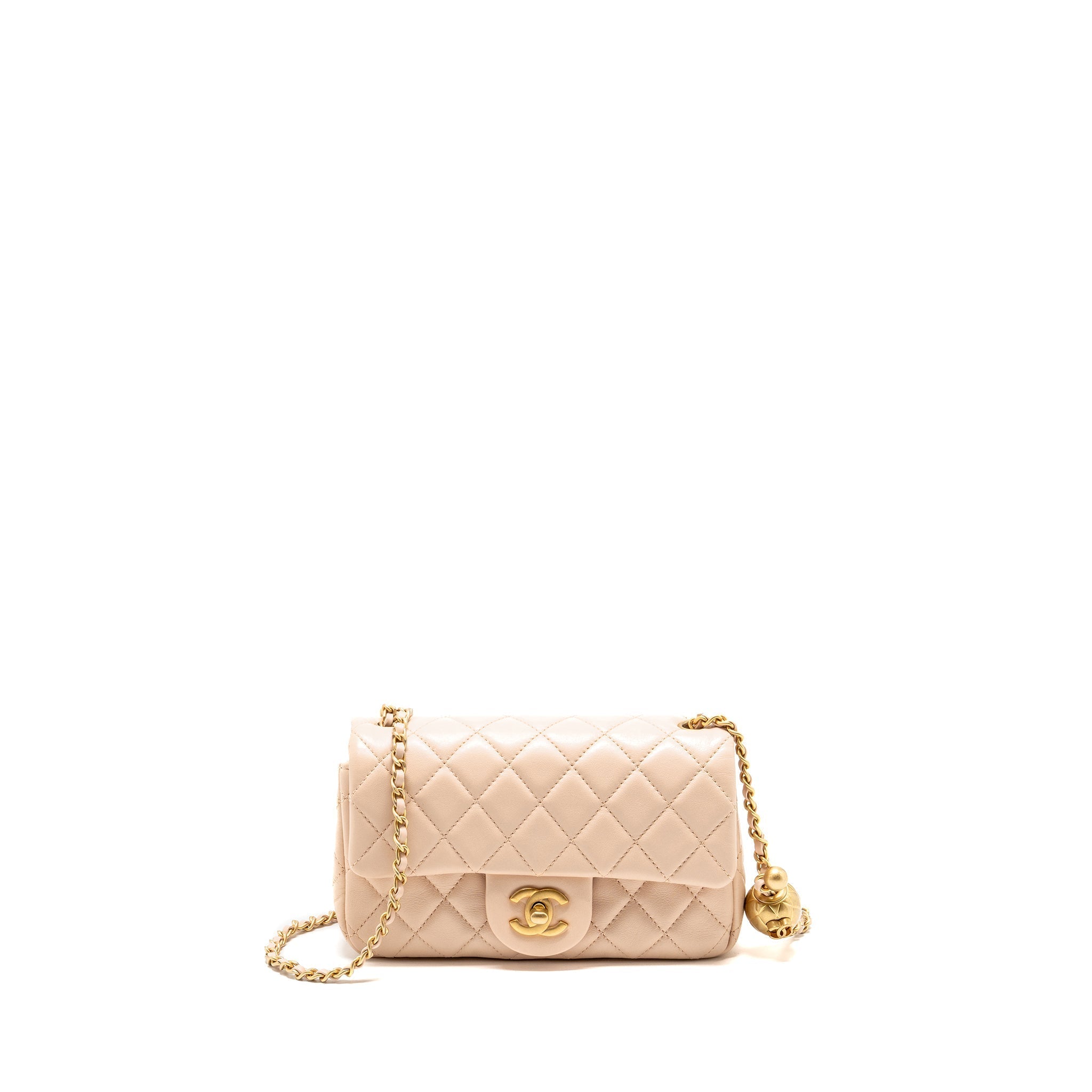 CHANEL PEARL CRUSH MINI RECTANGULAR FLAP BAG LAMBSKIN LIGHT PINK GHW (MICROCHIP)