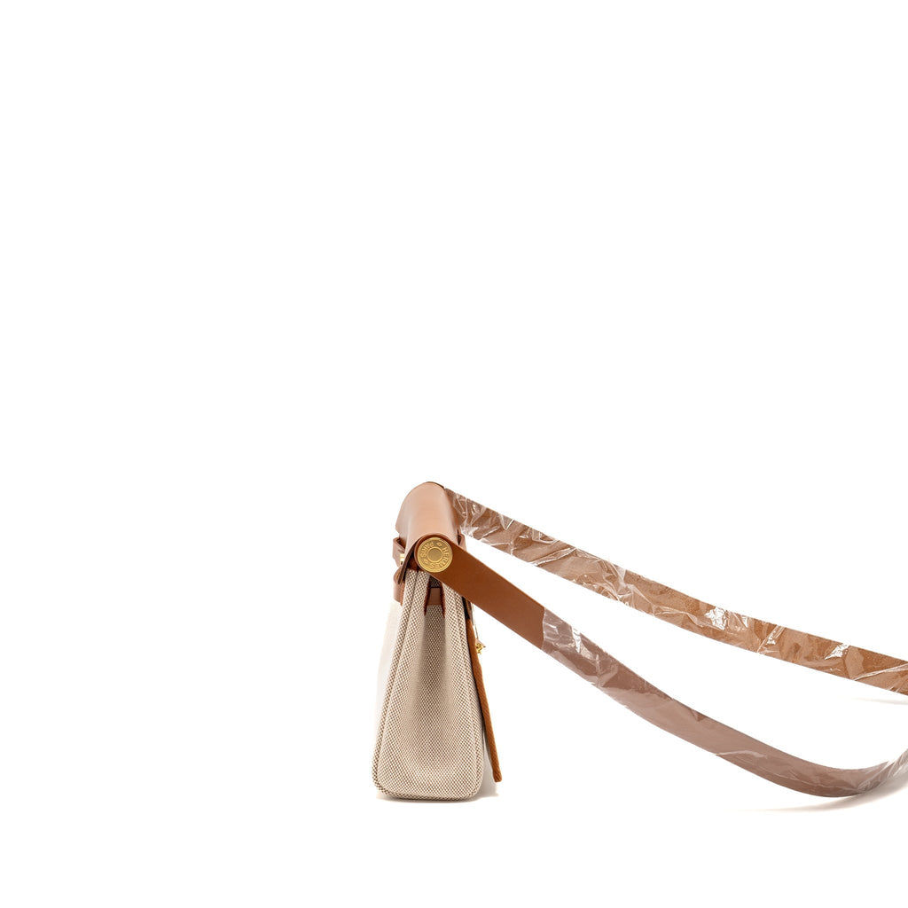 HERMES HERBAG MINI CANVAS/HUNTER ECRU-BEIGE/FAUVE GHW