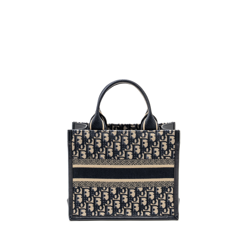 DIOR SMALL BOOK TOTE BLUE OBLIQUE EMBROIDERY/CALFSKIN GHW