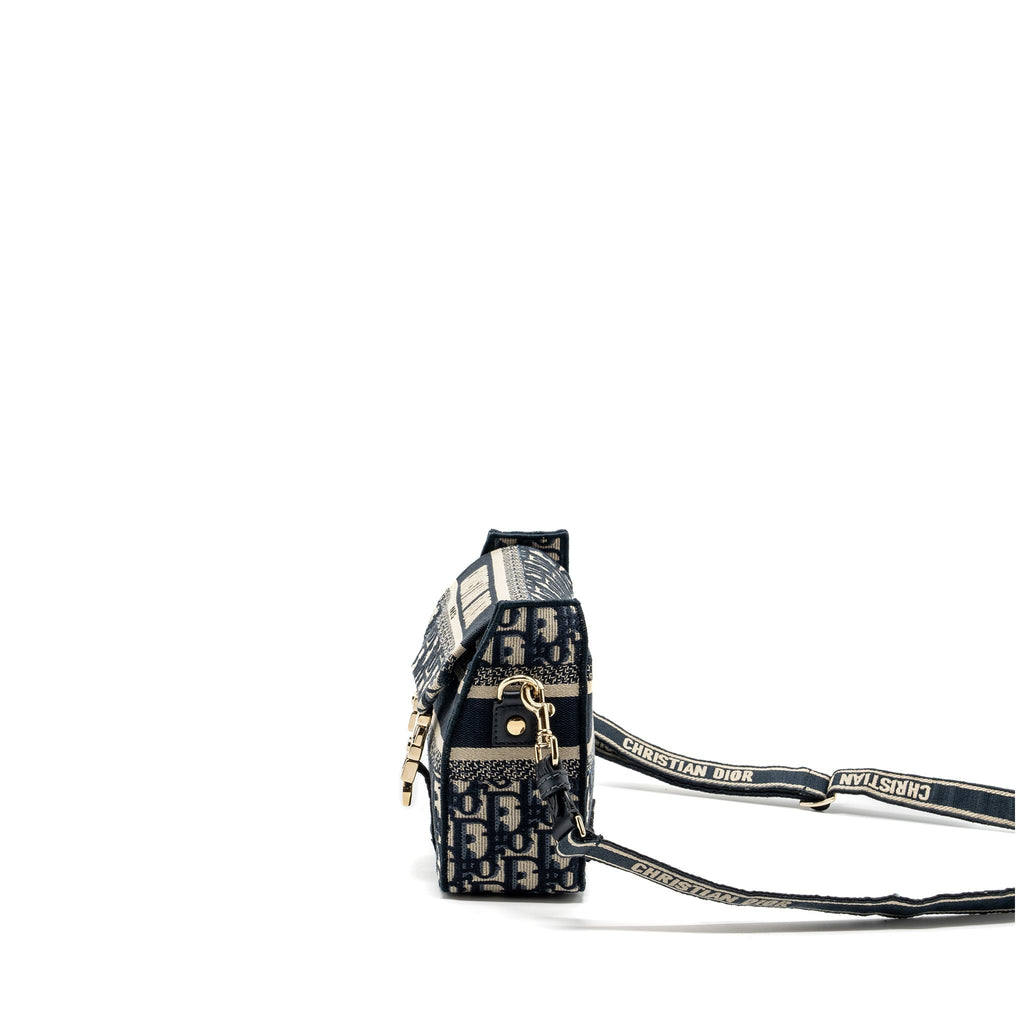 DIOR SMALL DIORCAMP BAG BLUE DIOR OBLIQUE EMBROIDERY GHW