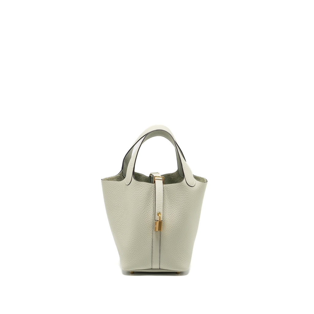 HERMES PICOTIN 18 LOCK BAG CLEMENCE GRIS NEVE GHW