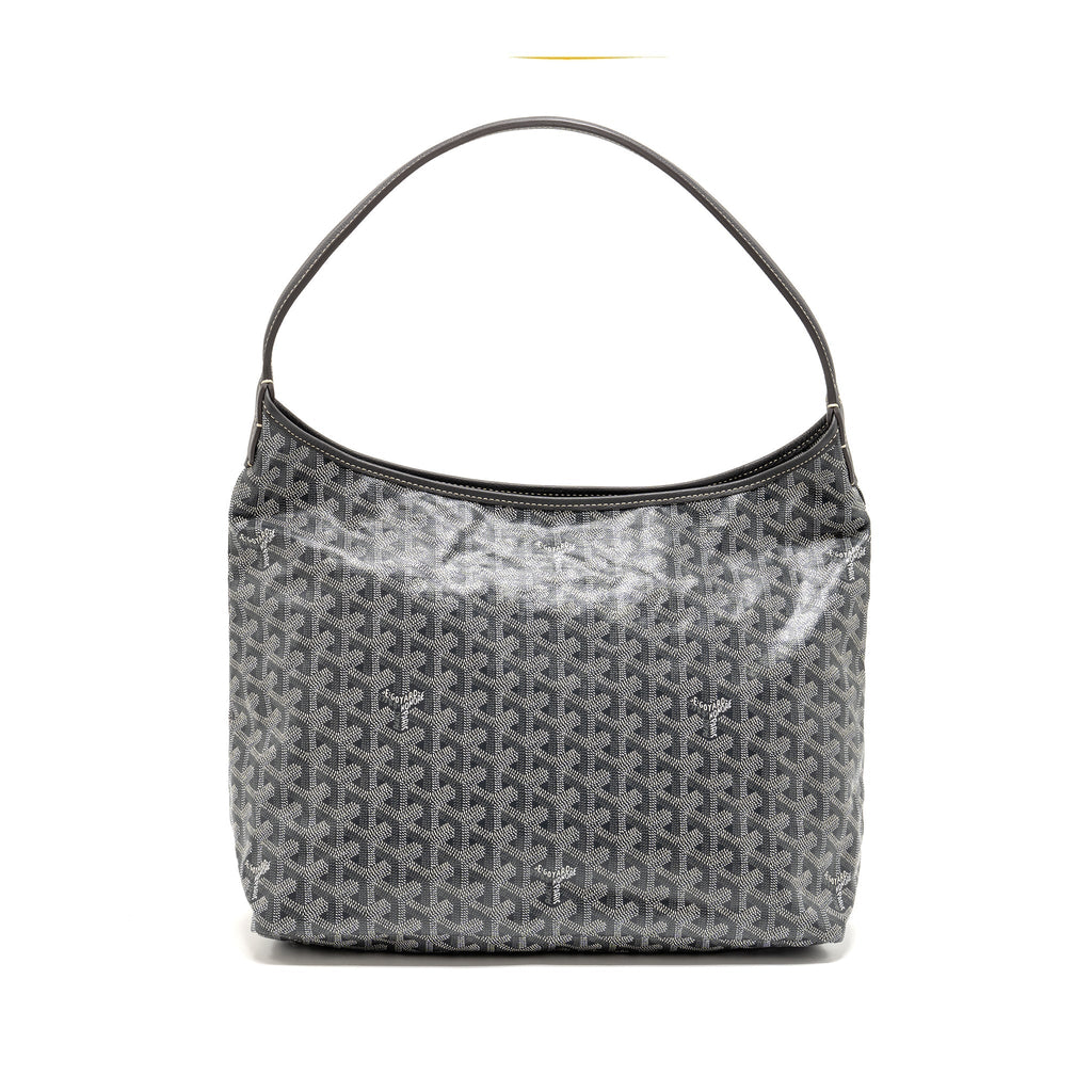 GOYARDBOHEME HOBO BAG GOYARDINE CANVAS/CALFSKIN GRIS SHW