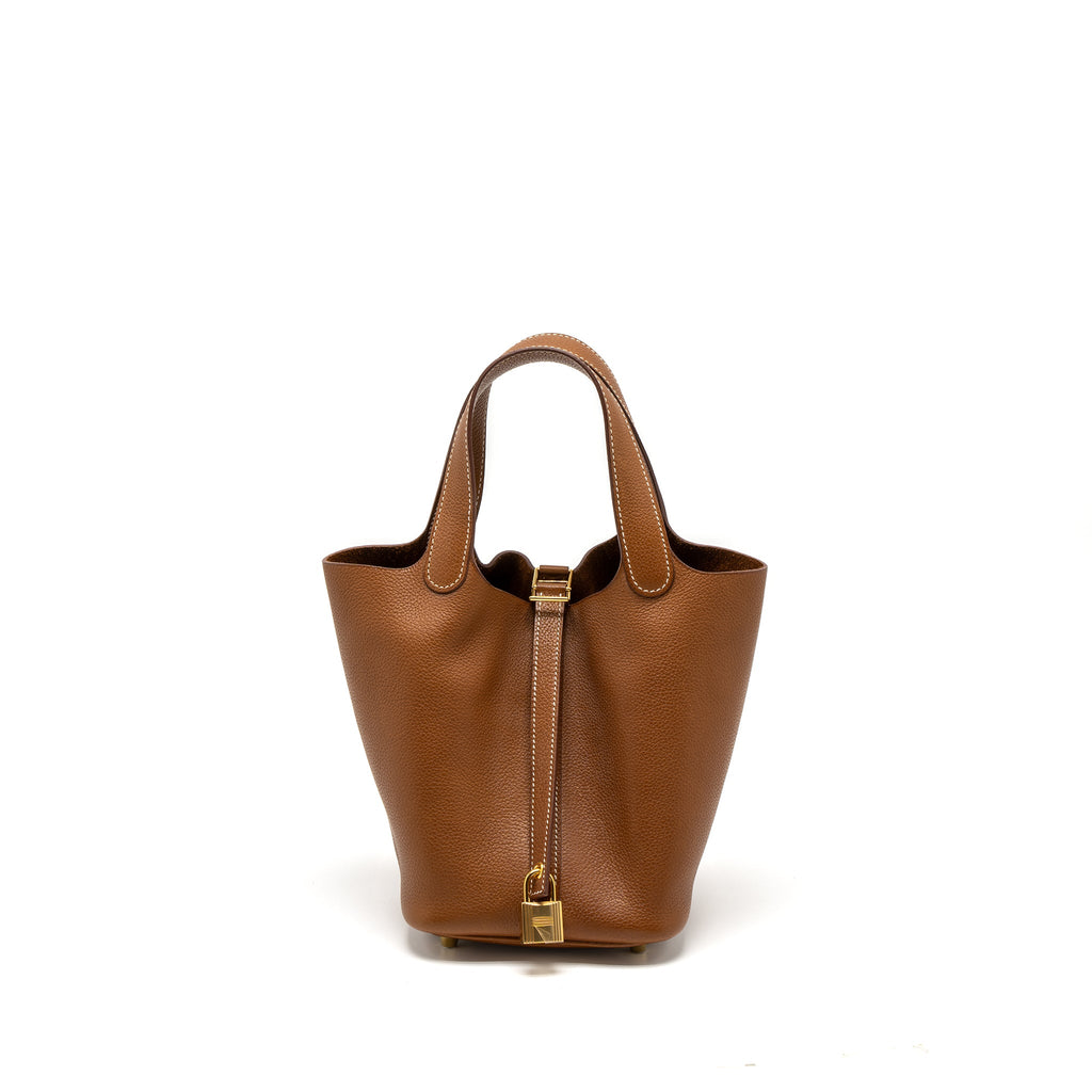 Hermes Picotin 18 Lock Bag Barenia Faubourg Gold GHW