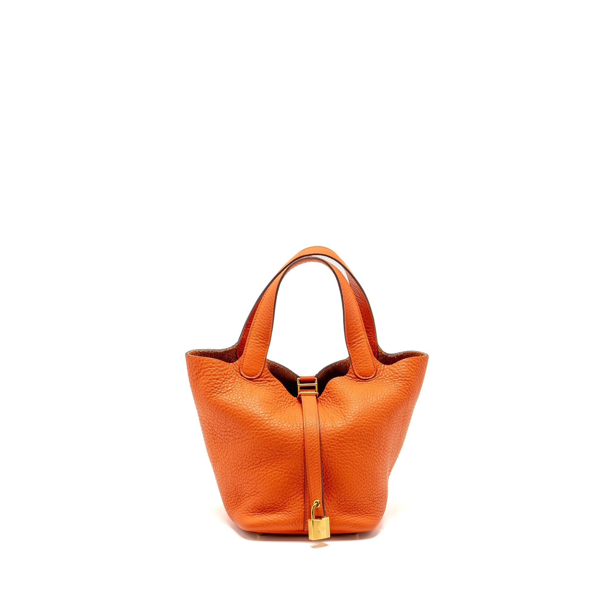 HERMES PICOTIN 18 LOCK BAG CLEMENCE ORANGE GHW