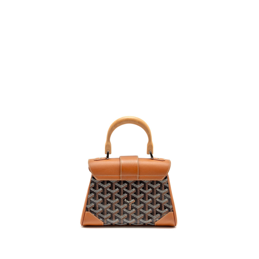 GOYARD MINI SAIGON GOYARDINE CANVAS/CALFSKIN BLACK/TAN SHW