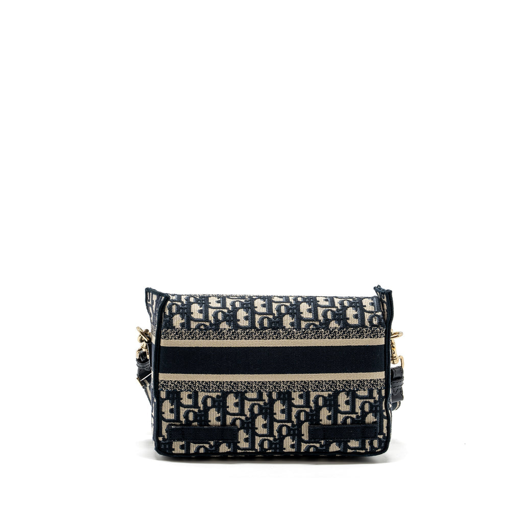 DIOR SMALL DIORCAMP BAG BLUE DIOR OBLIQUE EMBROIDERY GHW