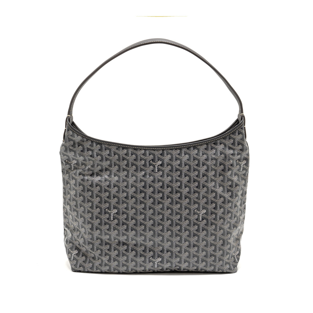 GOYARDBOHEME HOBO BAG GOYARDINE CANVAS/CALFSKIN GRIS SHW