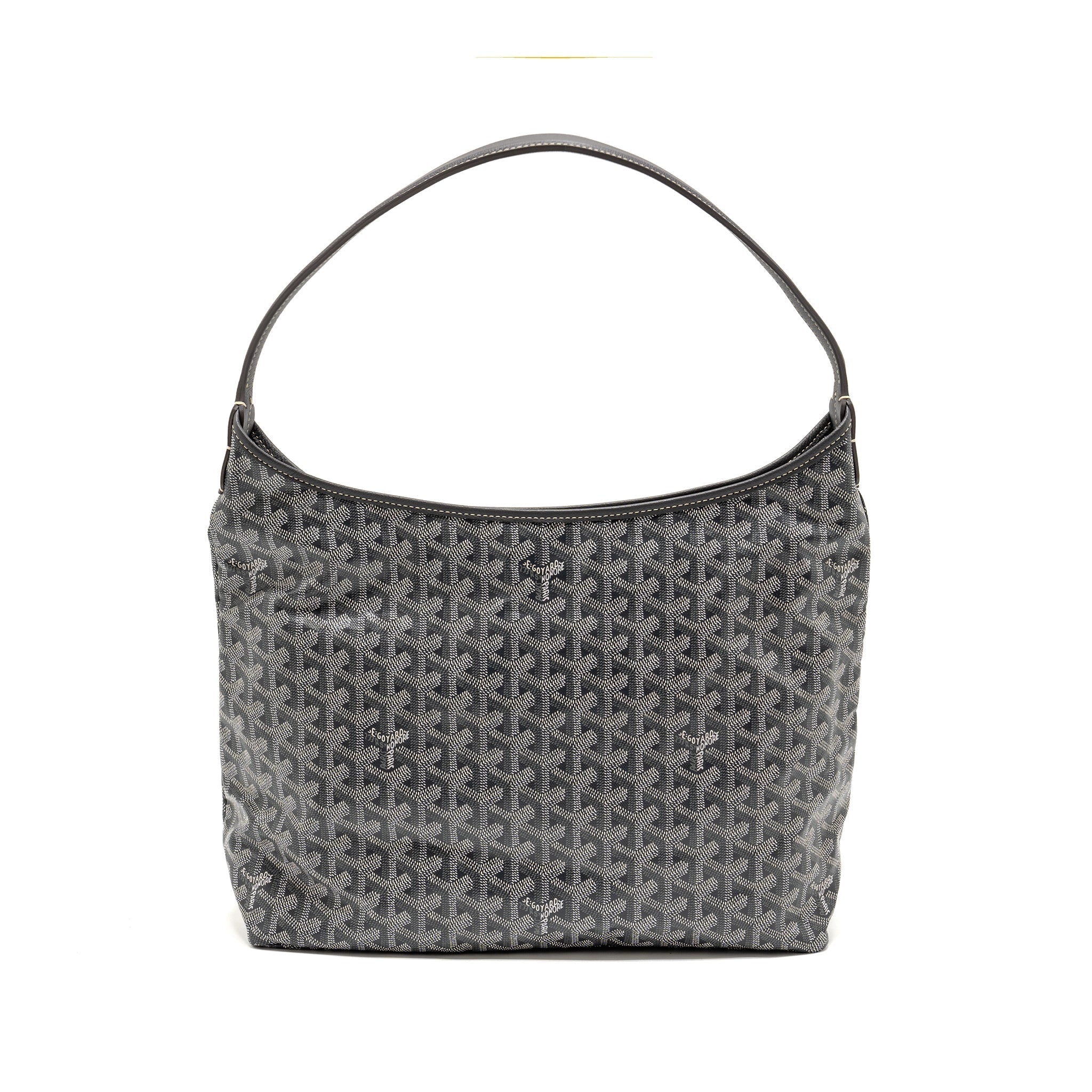 GOYARDBOHEME HOBO BAG GOYARDINE CANVAS/CALFSKIN GRIS SHW