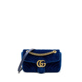 GUCCI GG MARMONT SHOULDER BAG VELVET BLUE GHW