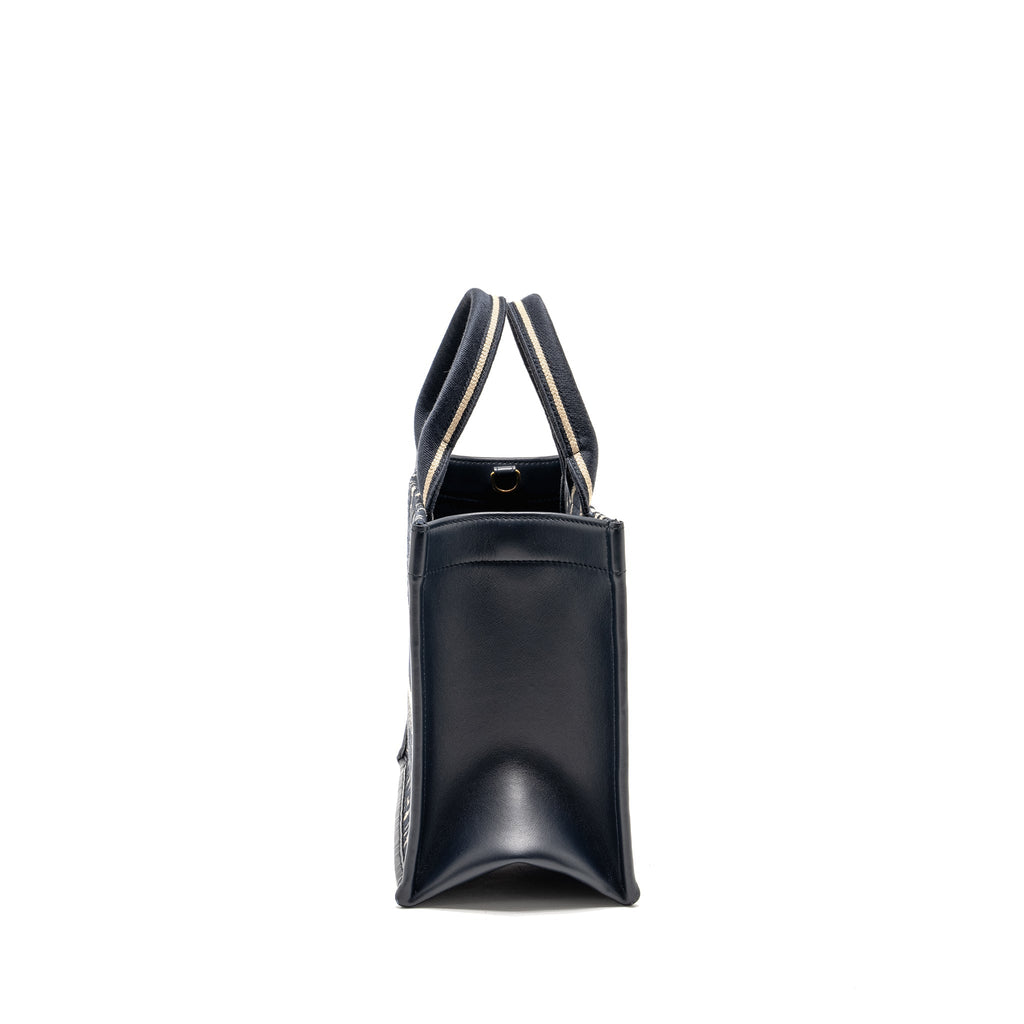 DIOR SMALL BOOK TOTE BLUE OBLIQUE EMBROIDERY/CALFSKIN GHW