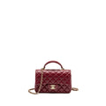 CHANEL TOP HANDLE MINI RECTANGULAR FLAP BAG LAMBSKIN BURGUNDY LGHW (MICROCHIP)