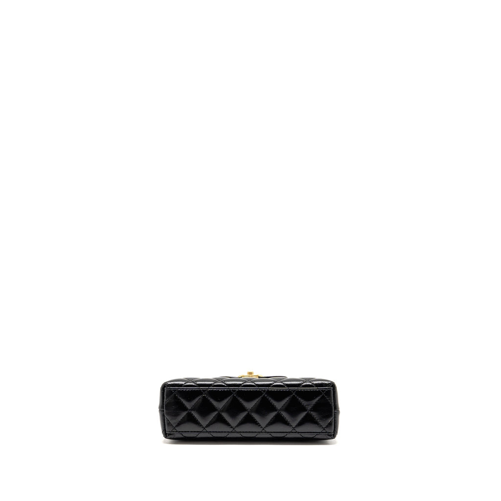 CHANEL MINI KELLY SHOPPING TOTE BAG CALFSKIN BLACK GHW (MICROCHIP)