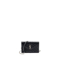 SAINT LAURENT ENVELOPE WALLET ON CHAIN GRAINED CALFSKIN BLACK SHW