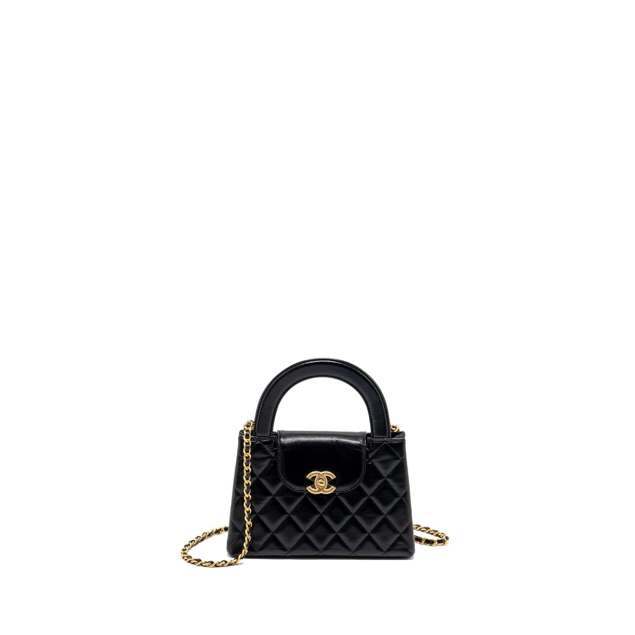 CHANEL 23K MINI SHOPPING TOTE CALFSKIN BLACK GHW(MICROCHIP)