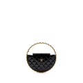 CHANEL 23K HOOP BAG PATENT BLACK GHW (MICROCHIP)