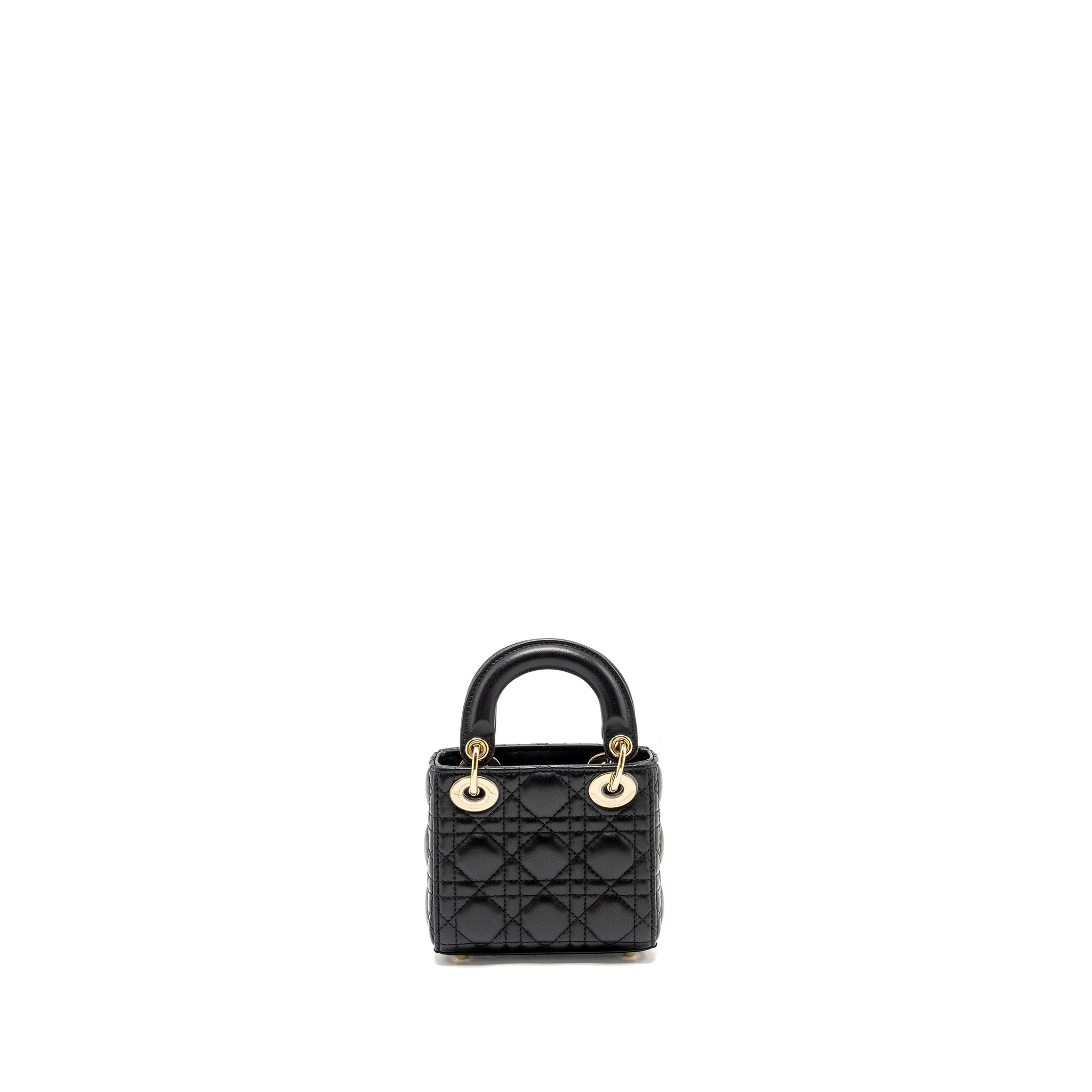 DIOR MICRO LADY DIOR LAMBSKIN BLACK LGHW