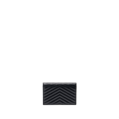 SAINT LAURENT ENVELOPE WALLET ON CHAIN GRAINED CALFSKIN BLACK SHW