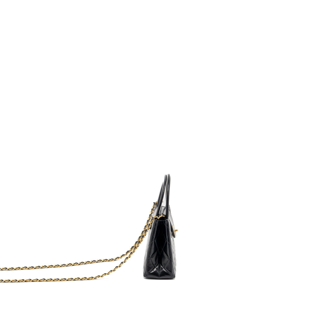 CHANEL 23K MINI SHOPPING TOTE CALFSKIN BLACK GHW(MICROCHIP)