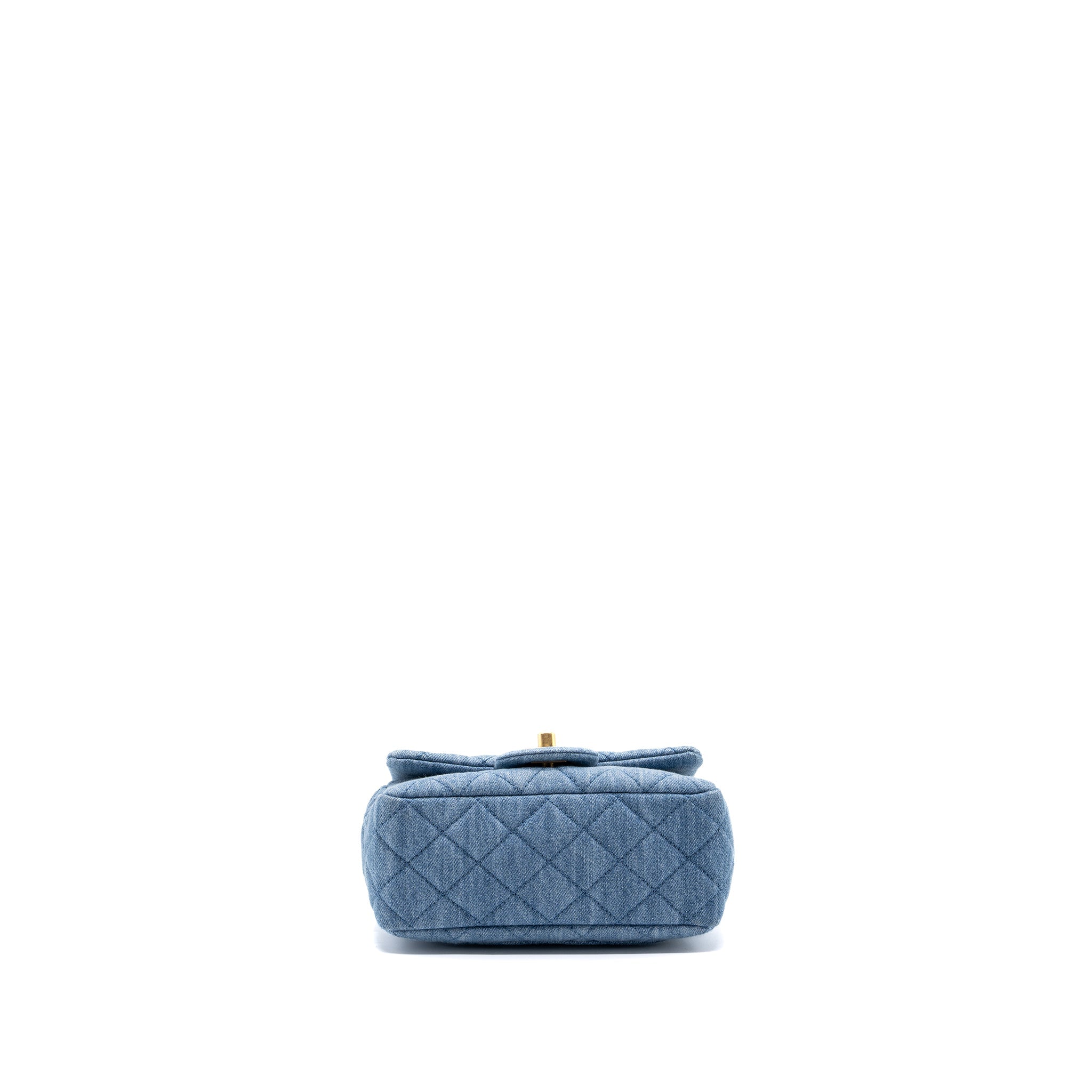 CHANEL 22C DENIM PEARL CRUSH MINI SQUARE FLAP BAG DENIM LIGHT BLUE GHW (MICROCHIP)