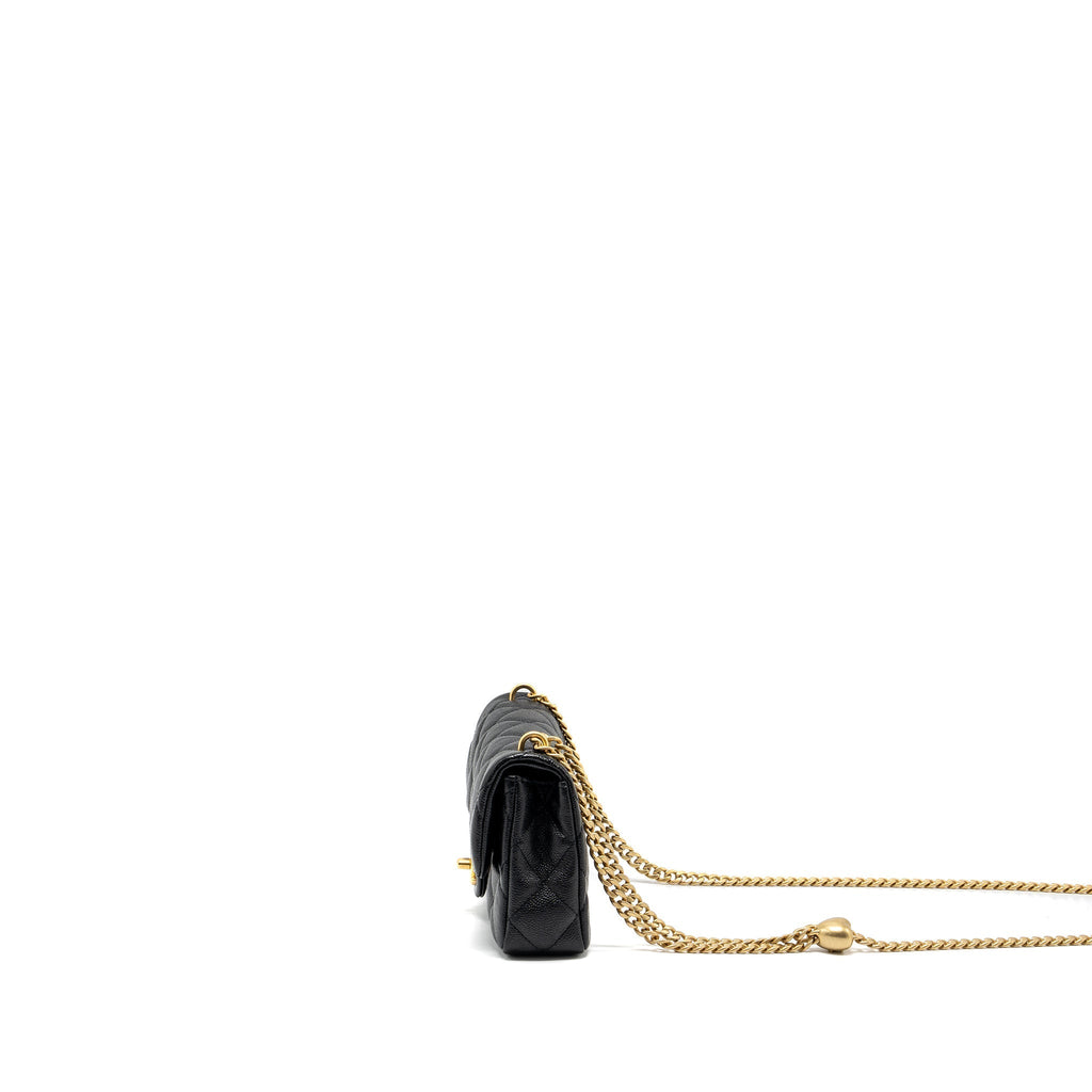 CHANEL 23P MINI COCO LOVE FLAP BAG CAVIAR BLACK GHW (MICROCHIP)