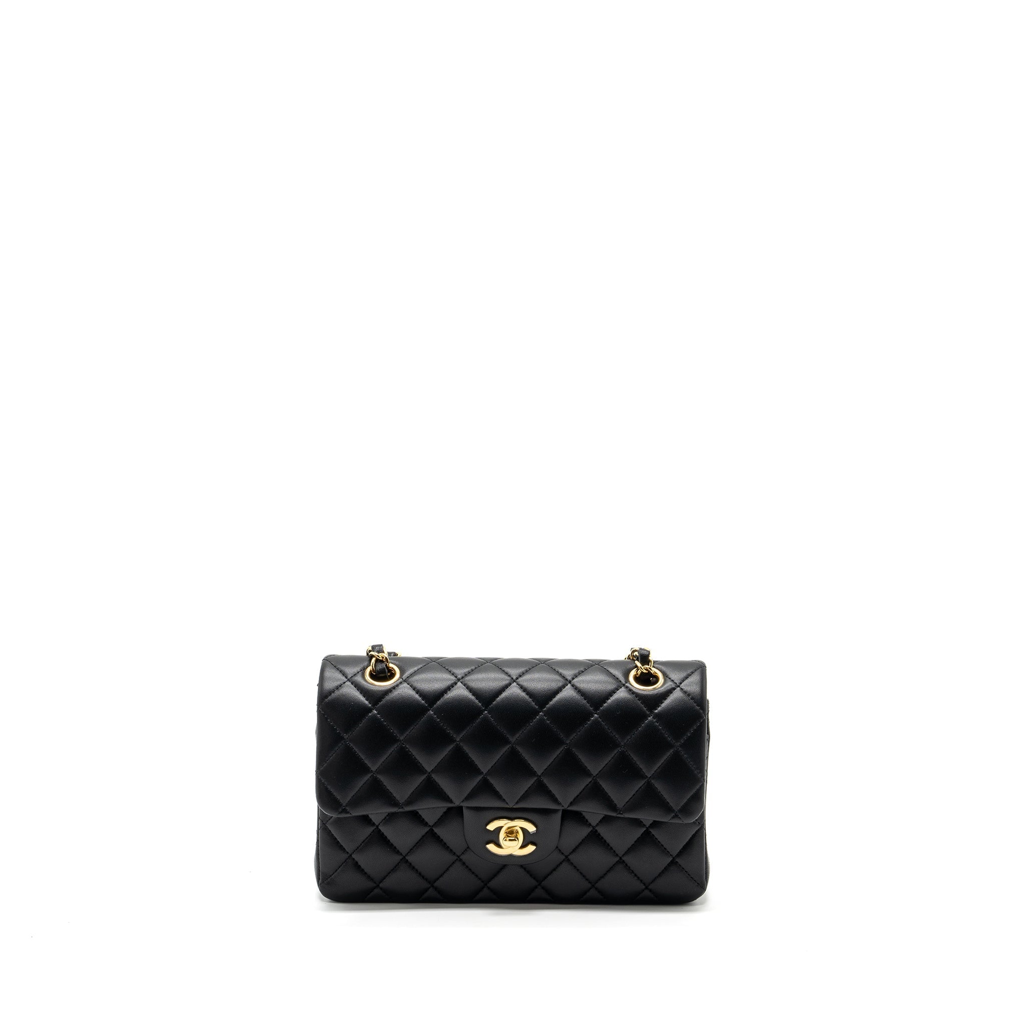 CHANEL SMALL CLASSIC DOUBLE FLAP LAMBSKIN BLACK GHW (MICROCHIP)