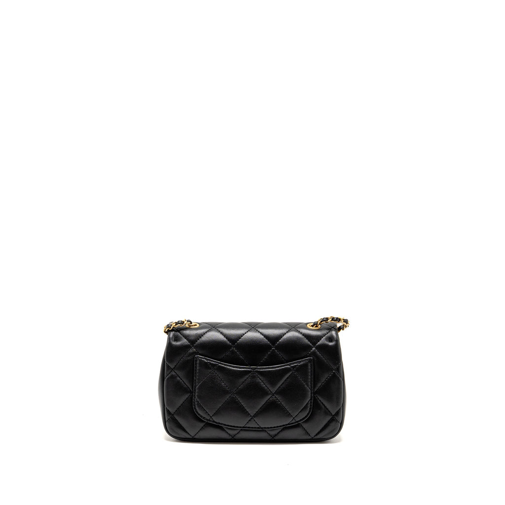 CHANEL 22B HEART CHAIN FLAP BAG LAMBSKIN BLACK GHW(MICROCHIP)