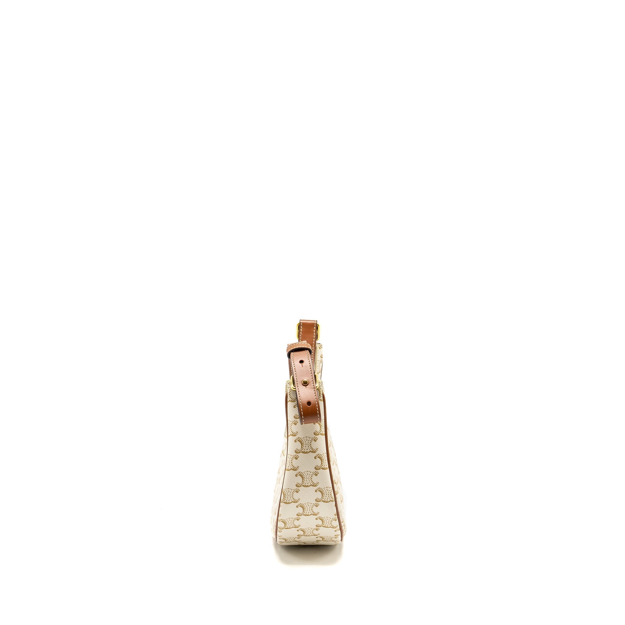 CELINE AVA BAG TRIOMPHE CANVAS/ CALFSKIN WHITE / BROWN GHW
