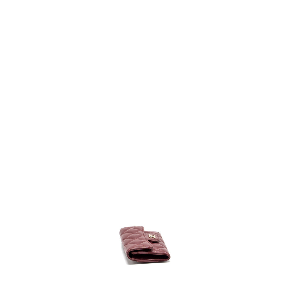CHANEL CLASSIC FLAP CARD HOLDER LAMBSKIN BURGUNDY GHW