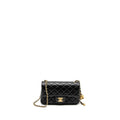 CHANEL PEARL CRUSH MINI RECTANGULAR LAMBSKIN BLACK BRUSHED GHW (MICROCHIP)