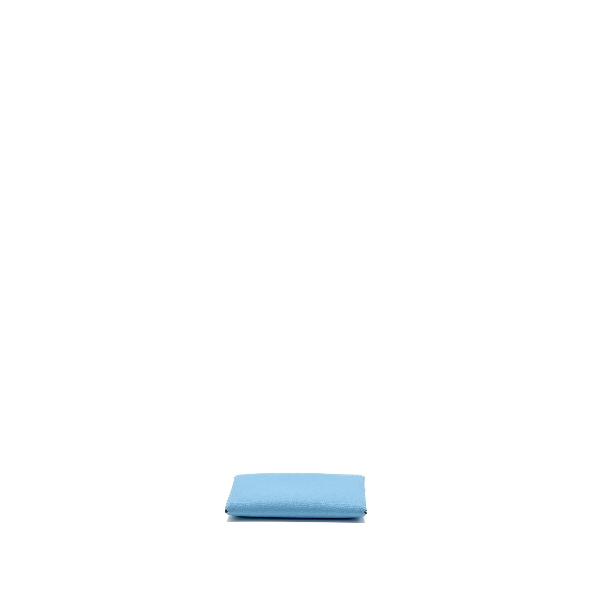 HERMES CALVI CARD HOLDER EPSOM 7N CELESTE SHW