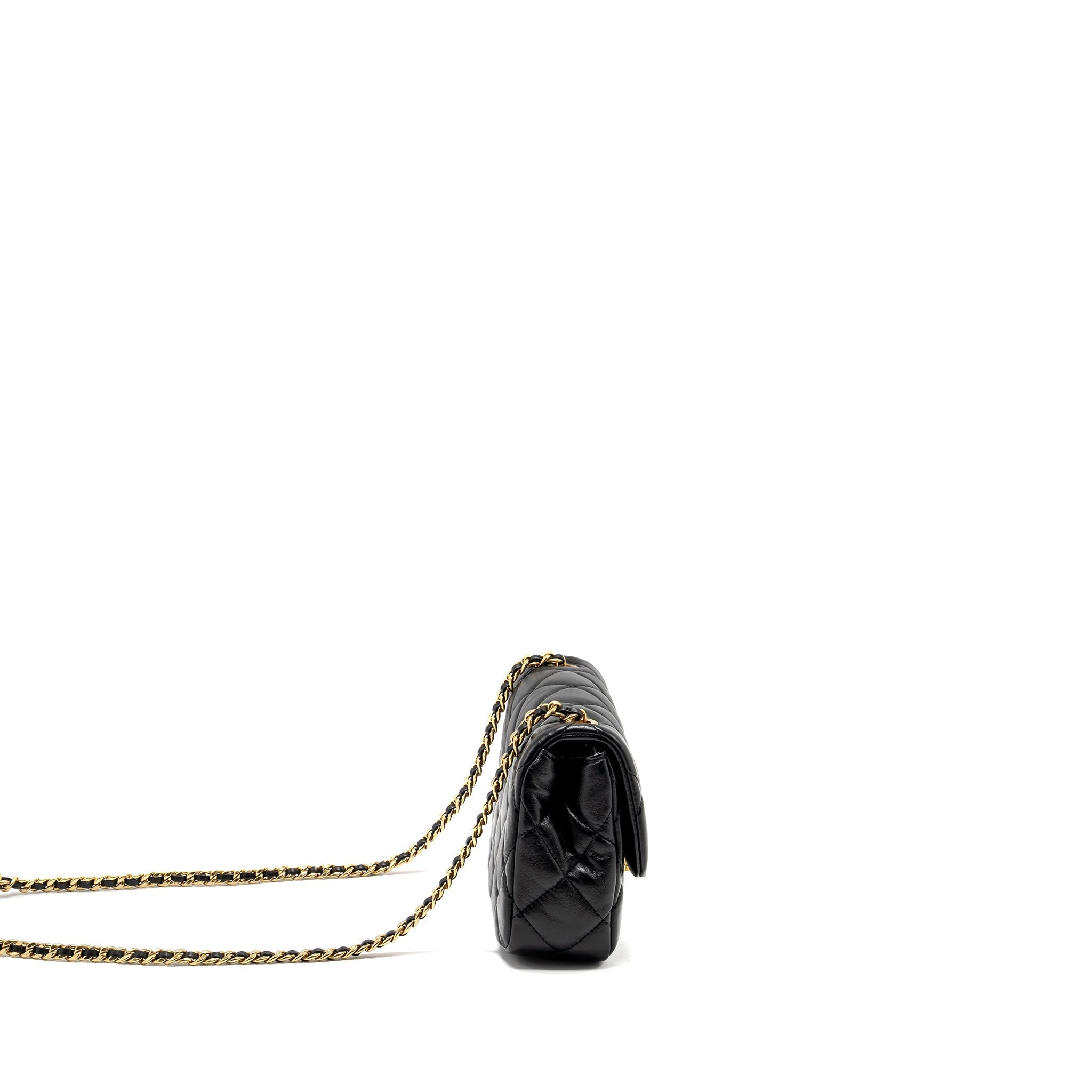 CHANEL 22B MINI FLAPBAG LAMBSKIN BLACK GHW (MICROCHIP)