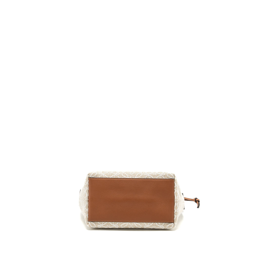 LOEWE SMALL CUBI BAG ANAGRAM JACQUARD CANVAS / CALFSKIN BEIGE / TAN GHW