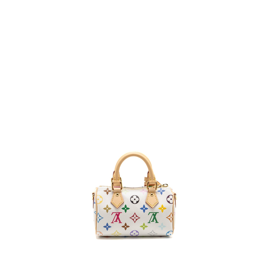 LOUIS VUITTON X TAKASHI MURAKAMI NANO SPEEDY MULTICOLOURED MONOGRAM CANVAS WHITE GHW